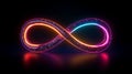 Glowing neon infinity symbol. Generative AI Royalty Free Stock Photo