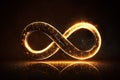 Glowing neon infinity symbol in the night. Infinity, eternity, infinite, endless, loop symbols. Generative ai