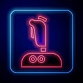 Glowing neon Joystick for arcade machine icon isolated on blue background. Joystick gamepad. Vector Illustration Royalty Free Stock Photo