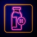 Glowing neon Lactose intolerance icon isolated on black background. Not allow milk. Allergy concept, lactose intolerance