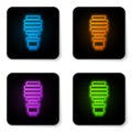 Glowing neon LED light bulb icon isolated on white background. Economical LED illuminated lightbulb. Save energy lamp Royalty Free Stock Photo