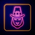 Glowing neon Leprechaun icon isolated on black background. Happy Saint Patricks day. National Irish holiday. Vector