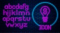 Glowing neon Light bulb with dollar symbol icon isolated on brick wall background. Money making ideas. Fintech Royalty Free Stock Photo
