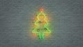 Glowing neon light christmas tree symbol 3D render illustration