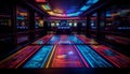 Glowing neon lights illuminate modern nightclub activity generated by AI Royalty Free Stock Photo