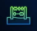Glowing neon line Abacus icon isolated on blue background. Traditional counting frame. Education sign. Mathematics