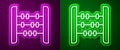 Glowing neon line Abacus icon isolated on purple and green background. Traditional counting frame. Education sign