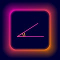 Glowing neon line Acute angle of 45 degrees icon isolated on black background. Colorful outline concept. Vector