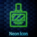 Glowing neon line Aftershave icon isolated on brick wall background. Cologne spray icon. Male perfume bottle. Vector Royalty Free Stock Photo