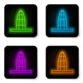 Glowing neon line Agbar tower icon isolated on white background. Barcelona, Spain. Black square button. Vector