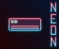 Glowing neon line Air conditioner icon isolated on black background. Split system air conditioning. Cool and cold Royalty Free Stock Photo