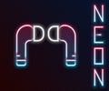 Glowing neon line Air headphones icon icon isolated on black background. Holder wireless in case earphones garniture Royalty Free Stock Photo