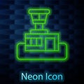 Glowing neon line Airport control tower icon isolated on brick wall background. Vector Royalty Free Stock Photo