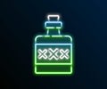 Glowing neon line Alcohol drink Rum bottle icon isolated on black background. Colorful outline concept. Vector Royalty Free Stock Photo