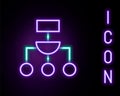 Glowing neon line Algorithm icon isolated on black background. Algorithm symbol design from Artificial Intelligence Royalty Free Stock Photo