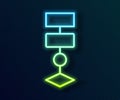 Glowing neon line Algorithm icon isolated on black background. Algorithm symbol design from Artificial Intelligence Royalty Free Stock Photo
