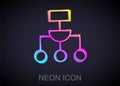 Glowing neon line Algorithm icon isolated on black background. Algorithm symbol design from Artificial Intelligence