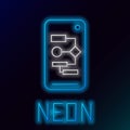 Glowing neon line Algorithm icon isolated on black background. Algorithm symbol design from Artificial Intelligence