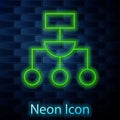 Glowing neon line Algorithm icon isolated on brick wall background. Algorithm symbol design from Artificial Intelligence Royalty Free Stock Photo