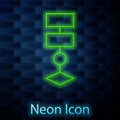 Glowing neon line Algorithm icon isolated on brick wall background. Algorithm symbol design from Artificial Intelligence Royalty Free Stock Photo