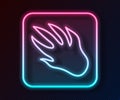 Glowing neon line Alligator crocodile paw footprint icon isolated on black background. Vector