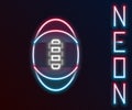 Glowing neon line American Football ball icon isolated on black background. Rugby ball icon. Team sport game symbol