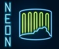 Glowing neon line Ancient column icon isolated on black background. Colorful outline concept. Vector