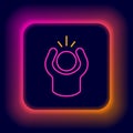 Glowing neon line Anger icon isolated on black background. Anger, rage, screaming concept. Colorful outline concept