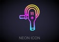 Glowing neon line Angle grinder icon isolated on black background. Vector