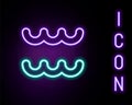 Glowing neon line Aquarius zodiac sign icon isolated on black background. Astrological horoscope collection. Colorful Royalty Free Stock Photo