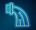 Glowing neon line Aquarius zodiac sign icon isolated on blue background. Astrological horoscope collection. Vector Royalty Free Stock Photo