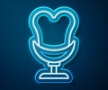 Glowing neon line Armchair icon isolated on blue background. Vector Royalty Free Stock Photo