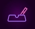 Glowing neon line Ashtray with cigarette icon isolated on black background. Colorful outline concept. Vector Royalty Free Stock Photo