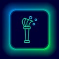 Glowing neon line Aspergillum icon isolated on black background. Colorful outline concept. Vector Royalty Free Stock Photo