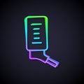 Glowing neon line Automatic drinker for small pets icon isolated on black background. Vector