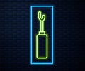 Glowing neon line Awl tool with wooden handle icon isolated on brick wall background. Work equipment tailor industry Royalty Free Stock Photo