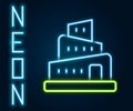 Glowing neon line Babel tower bible story icon isolated on black background. Colorful outline concept. Vector Royalty Free Stock Photo