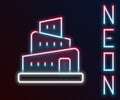 Glowing neon line Babel tower bible story icon isolated on black background. Colorful outline concept. Vector Royalty Free Stock Photo