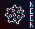 Glowing neon line Bacteria icon isolated on black background. Bacteria and germs, microorganism disease causing, cell