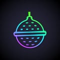 Glowing neon line Ball tea strainer icon isolated on black background. Vector