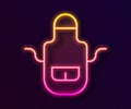 Glowing neon line Barber apron icon isolated on black background. Apron of a hairdresser with pockets. Vector