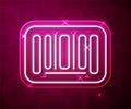 Glowing neon line Barcode icon isolated on red background. Vector Royalty Free Stock Photo