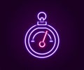 Glowing neon line Barometer icon isolated on black background. Colorful outline concept. Vector Royalty Free Stock Photo