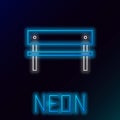 Glowing neon line Bench icon isolated on black background. Colorful outline concept. Vector