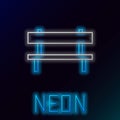 Glowing neon line Bench icon isolated on black background. Colorful outline concept. Vector