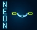 Glowing neon line Bicycle handlebar icon isolated on black background. Colorful outline concept. Vector Royalty Free Stock Photo