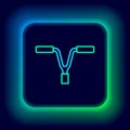 Glowing neon line Bicycle handlebar icon isolated on black background. Colorful outline concept. Vector Royalty Free Stock Photo