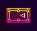 Glowing neon line Billiard table icon isolated on black background. Pool table. Vector Illustration