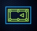 Glowing neon line Billiard table icon isolated on brick wall background. Pool table. Vector Illustration Royalty Free Stock Photo