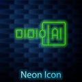 Glowing neon line Binary code icon isolated on brick wall background. Vector Royalty Free Stock Photo